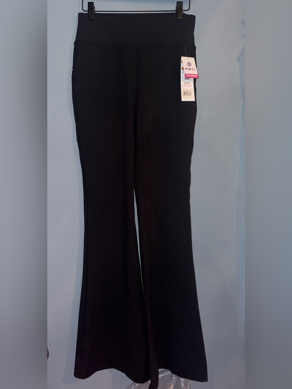 POP Fit Black Flare Leggings Size M High Waisted Yoga Pants NWT